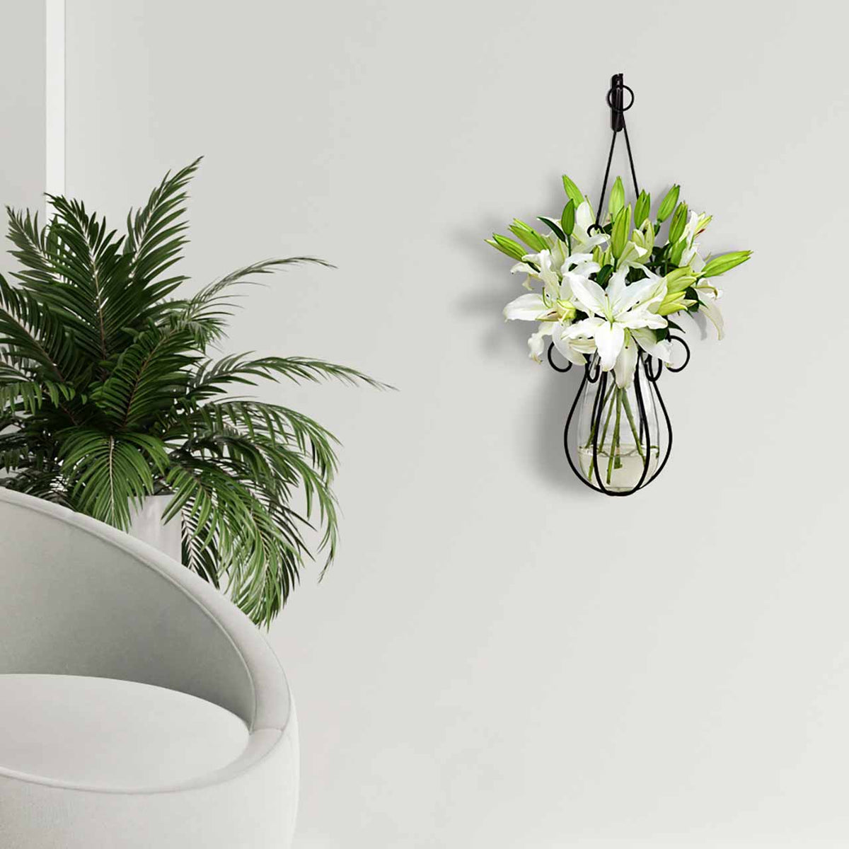 31" Hanging Basket & Drop Vase