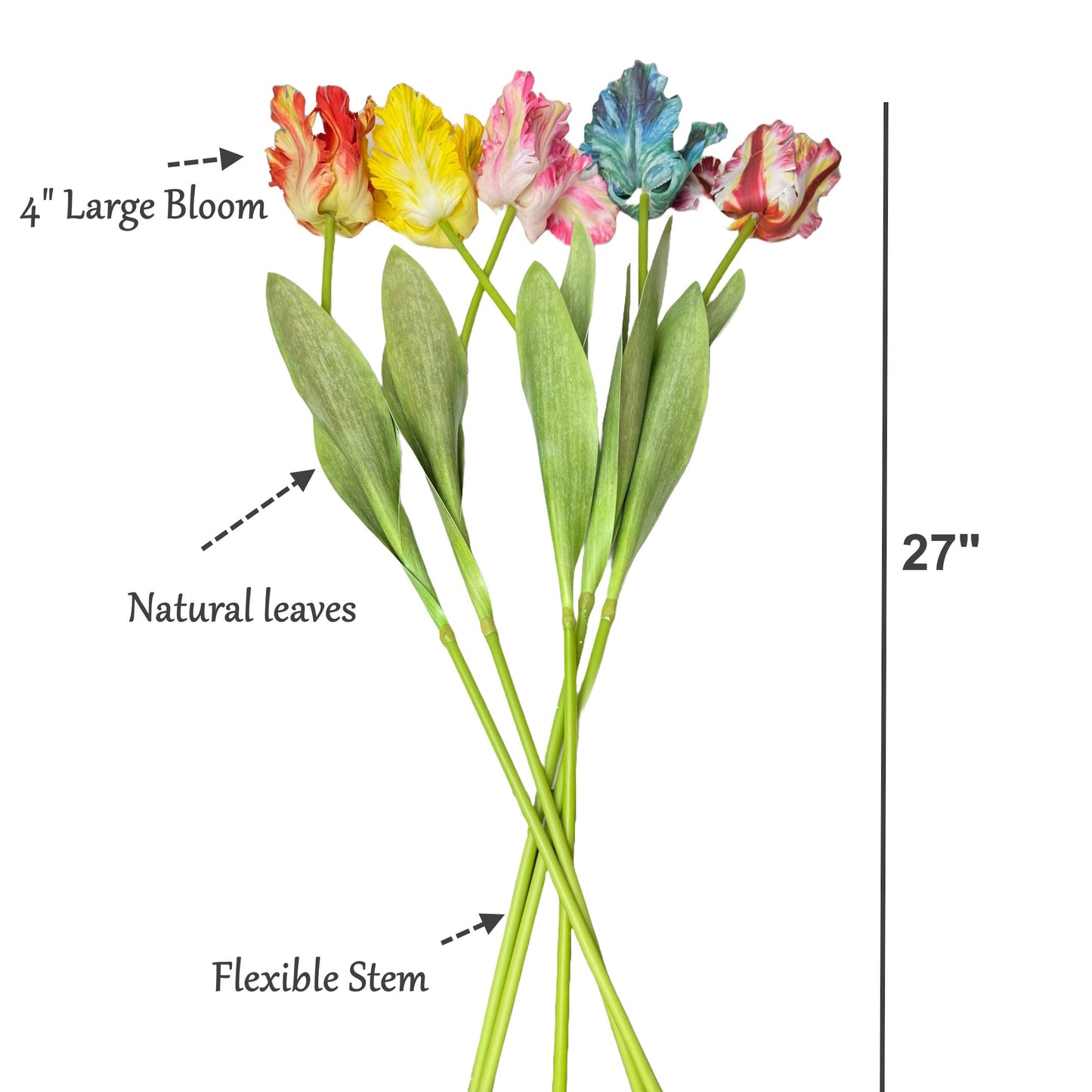 27" Artificial 3-D printed Soft Touch Parrot Tulip