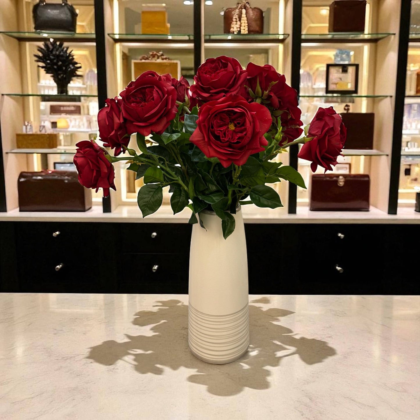 27"-Lux Faux Juliet Rose-Moisturizing Finish-5"Bloom